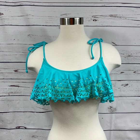 VS Teal Flounce Swim Top - Picture 3 of 9